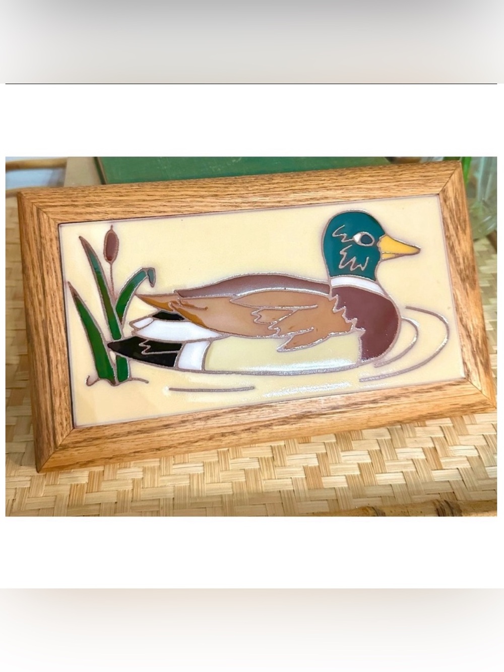 Hand painted Framed Tile Mallard Duck By Siegel Arts in Jackson Hole WY